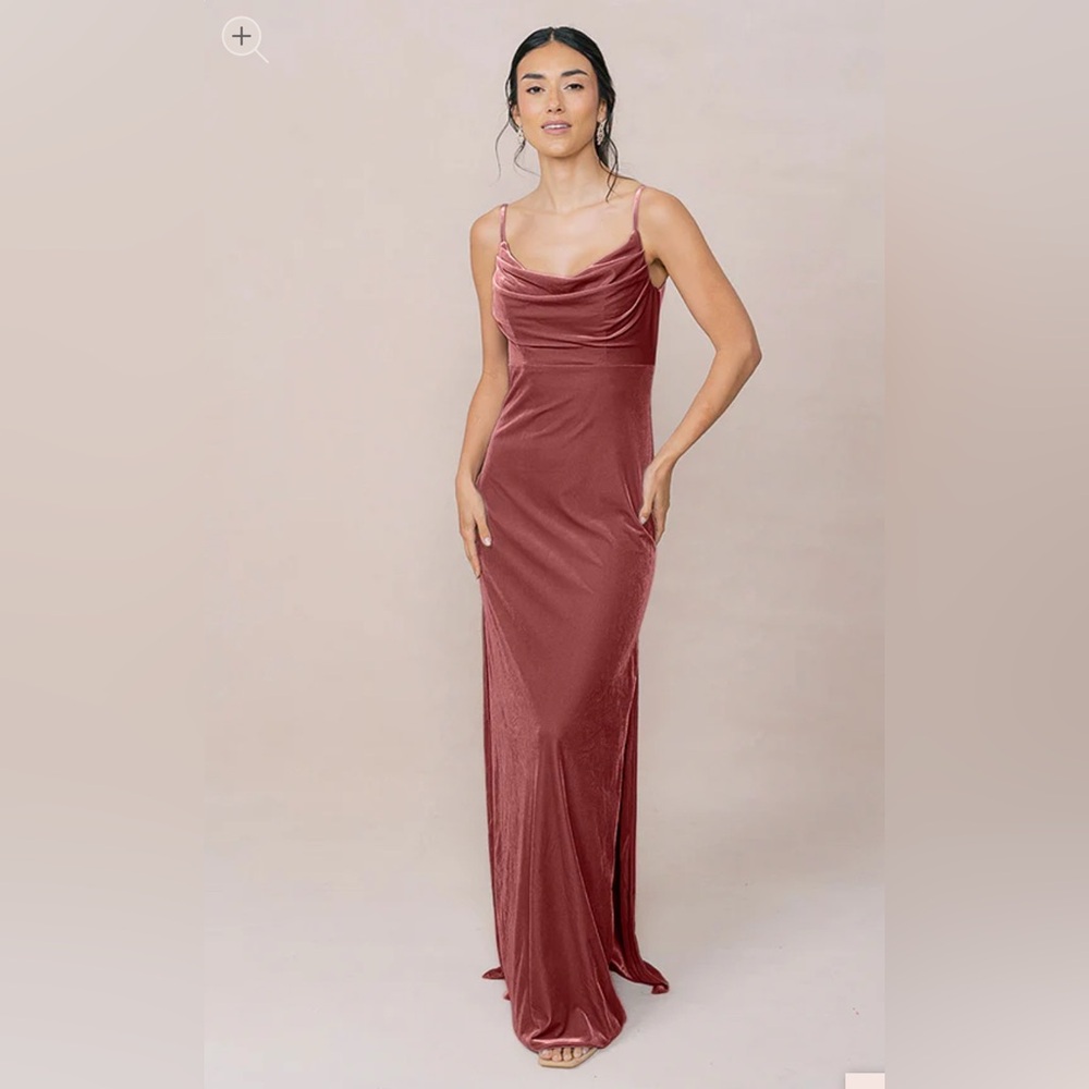 Revelry Skye Velvet Maxi Dress in Dusty Rose.